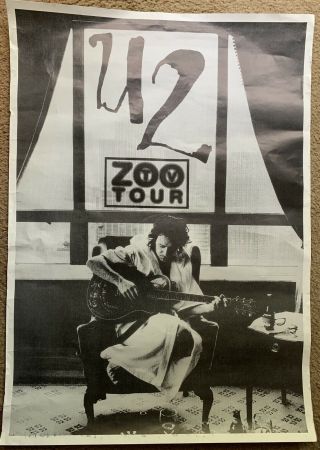 U2 Zoo Tv Tour Uk Promo Poster [24x34][bono@window] Orig 1994 Vintage Official