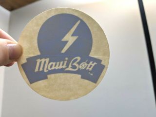 Vintage Maui Lightning Bolt Surf Sticker Decal Circle Blue Inside Lopez Surfing
