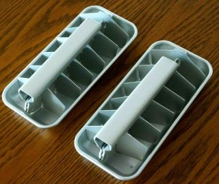 2 Vintage Mid Century Metal Aluminium Ice Cube Trays Small Cubes Made In Japan