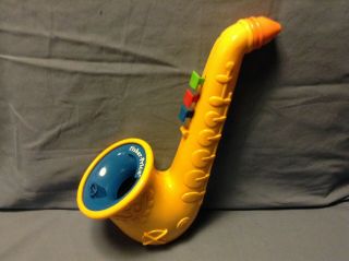 Vintage Fisher Price Yellow Saxophone Sax Musical Bubble Blowing Toy