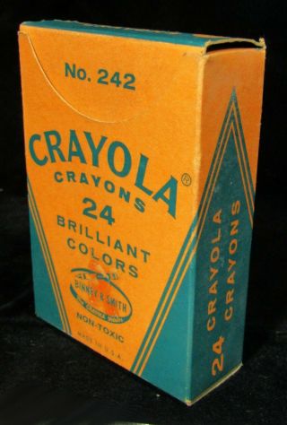 Vintage Binney & Smith Crayola 242 Crayons 24 Count Box - Non Toxic Made in USA 2