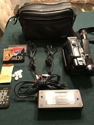 Vintage 8mm VHS Camcorder.  Fully Functional With Case and Cords 2