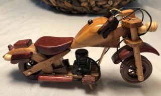 Small Wooden Motorcycle Handmade Vintage