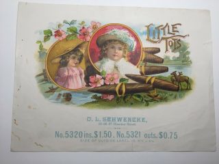 Vintage Cigar Advertisement " Little Tots " O L Schwencke 7 7/8 X 6 " Darling