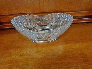 Vintage Clear Glass Oval Bowl Dish W/ Textured Design Large