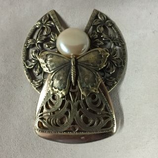 Vintage Signed Jane Butterfly Angel Large Brooch
