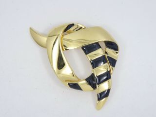 Vintage St.  John Enamel Abstract Geometric Gold Plated Enamel Pin Brooch 2.  75 "