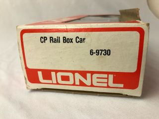 Lionel Trains CP Rail Box Car Canadian Pacific 6 - 9730 O Scale Vintage Railroad 4