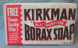 Vintage 1971 Kirkman Borax Soap 7 Ounce Old Stock