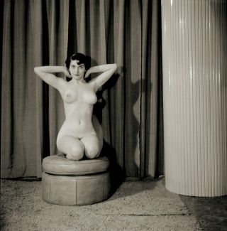 Vintage Pinup Negative 1950s Busty Brunette Studio Pose (nudes)