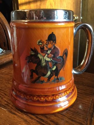 Lord Vintage Nelson Pottery England Mug Tankard Beer Stein Hunting Scene Funny