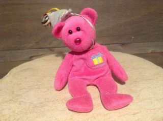 January Birthday Bear Pink Vintage Ty Beanie Babies Bean Bag Plush Doll Vintage
