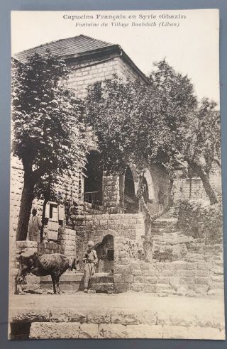 Lebanon Vintage Postcard 1920s Baabdath Fountain Capucins Francais Syrie Ghazir