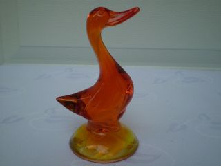 Vintage Viking Art Glass Amberina Orange Goose - Duck Bird 5 " T Figurine