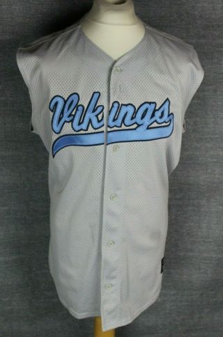 44 Vintage Vikings Grey Sleeveless Baseball Jersey Mens Xl Uniforms Express