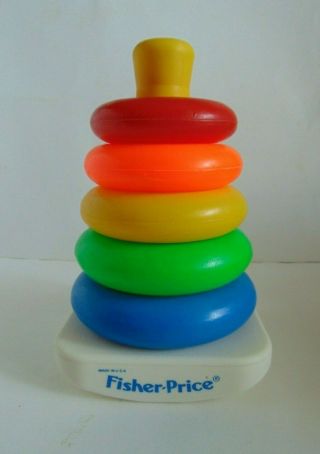 Vintage Fisher Price Rock - A - Stack 5 Color Rings Developmental Toy