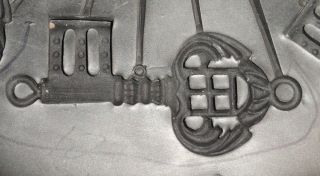 Vintage 9” Rubber Spin Casting Mold Various Large Ornate Fancy Keys & Triple Sun