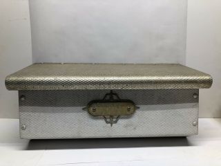 Vintage Aluminum Silver And White Wall Mount Mailbox 15.  5x4x8.  25 Post