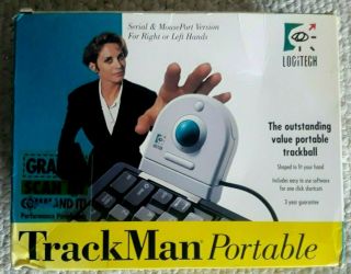 Vintage Logitech Trackman Portable Trackball Mouse,  Model 4094,  Ibm Compatible