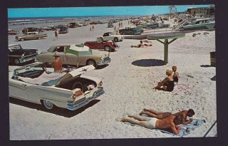 Old Vintage Postcard Of Smyrna Beach Florida Fl W/ Old Cars
