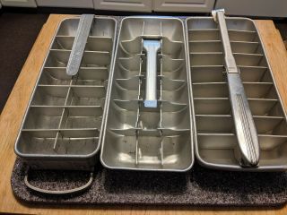 3 vintage aluminum ice cube trays 2