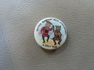 Vintage Pinback Button - Buster Brown Hose Supporters - A Jolly Pair