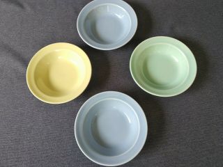 Vintage Lu Ray Ts&t Pastel Dessert Bowls 5 1/4 " Blue/green/yellow - Set Of 4