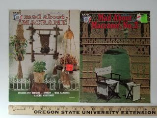 Vtg 1975 Mad About Macrame No.  1 & 2 Pattern Craft Booklets Owl & Plant Hangers