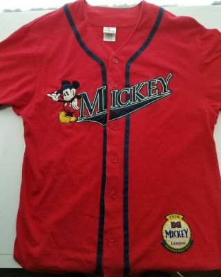 Vintage 90’s Disney Store Mickey Mouse Baseball Jersey Medium Blue/red