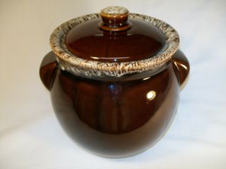Vintage Brown Drip Pottery Cookie Jar/bean Pot