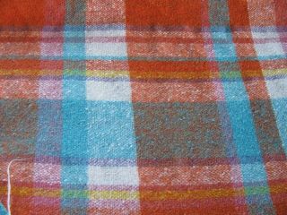 Woven Plaid Fabric 60 " W Wool Blend Vintage Cloth Light Blanket Weight 3.  8 Yd