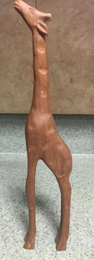 Vintage 12 " Tall Hand Carved Wooden Giraffe Estate Find