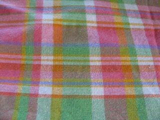 Woven Plaid Fabric 57 " Wide Wool Blend Vintage Cloth Light Blanket Weight 3.  5 Yd