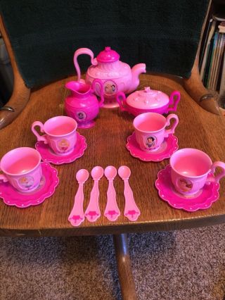 Disney Vintage Pink Plastic Tea Set For 4