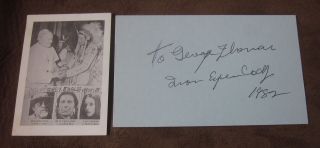 Iron Eyes Cody Vintage 1982 Signed 3 X 5 Index Card Indian Actor In B Westerns