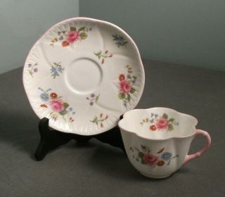 Vintage Shelley Tea Cup & Saucer - Rose & Red Daisy 13425 - England - Sb