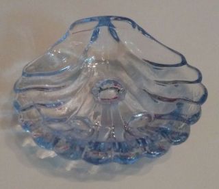 Vintage Cambridge Glass Caprice Blue Shell Ashtray,  Trinket Ring Holders,  1940 