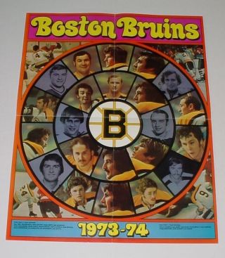 Vintage 1973 - 74 Boston Bruins Nhl Hockey Pull Out Poster Bobby Orr
