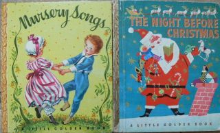 2 Vintage Little Golden Books The Night Before Christmas,  Nursery Songs