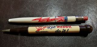 2 Vintage Reddy Kilowatt Pencils Durolite & Scripto