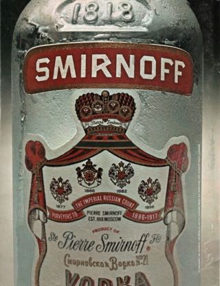 1979 Smirnoff Vodka Bottle Label Closeup Vintage Photo Print Ad