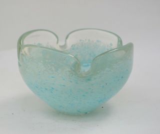 Vintage Mid - Century Murano Art Glass Bowl Turquoise Light Blue 5 " X 3.  5 "
