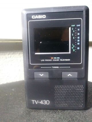 Vintage Casio 2 - Inch Lcd Pocket Color Television; Model Tv - 430,  Black Case
