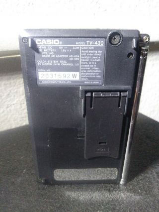 Vintage Casio 2 - Inch LCD Pocket Color Television; Model TV - 430,  Black Case 2