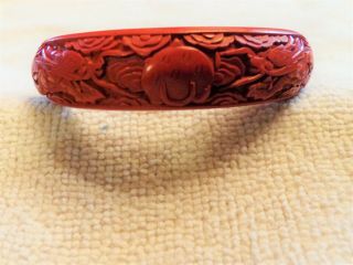 Vintage Chinese Carved Dragon Red Cinnabar Bangle Bracelet