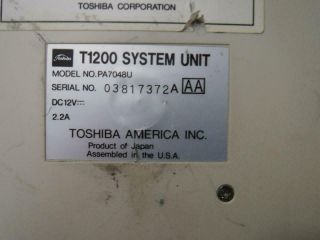 AS - IS Vintage Toshiba T1200 System Unit Laptop Computer Model PA7048U 5