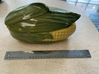 Vintage Shawnee Pottery Corn King Covered Casserole Dish 10.  75” Long 74