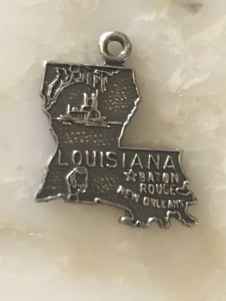 Vintage Sterling Silver State Of Louisiana Charm