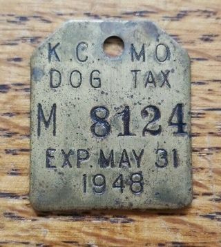 Vintage Kansas City Missouri K.  C.  Mo.  Dog Tax Tag,  License 1948