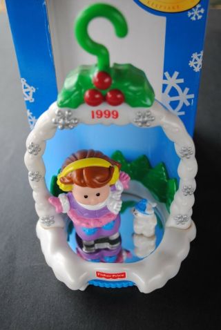 Vintage 1999 Fisher Price Little People Christmas Day Ice Skating Ornament